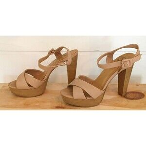 Women's 5 Inch High Heel Block Open Toe Shoes Strap Buckle 70's Disco Dancing 9